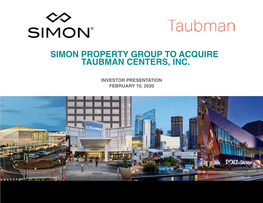 Simon Property Group to Acquire Taubman Centers, Inc