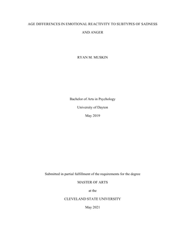 Age Differences in Emotional Reactivity to Subtypes of Sadness