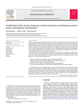 Establishing Health Systems Financing Research Priorities in Developing