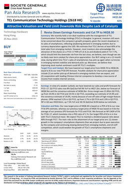 2618 HK) % Upside 42% Attractive Valuation and Yield Limit Downside Risk Despite Lack of Catalysts