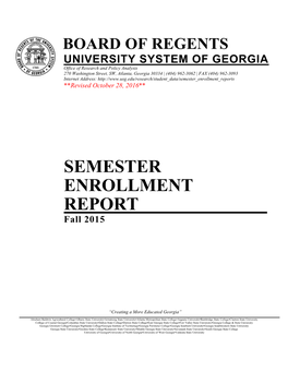 SEMESTER ENROLLMENT REPORT Fall 2015