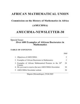 African Mathematical Union Amuchma-Newsletter-30