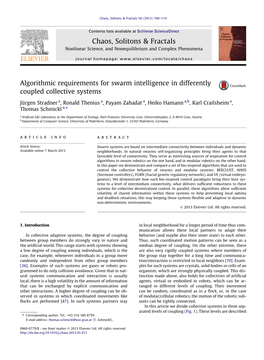 Algorithmic Requirements for Swarm Intelligence in Differently Coupled Collective Systems