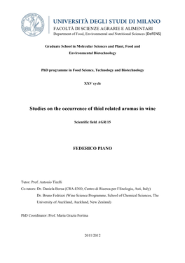 Studies on the Occurrence of Thiol Related Aromas in Wine