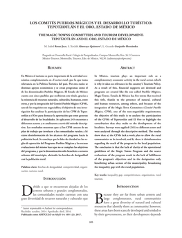 Los Comités Pueblos Mágicos Y El Desarrollo Turístico: Tepotzotlán Y El Oro, Estado De México