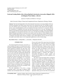 Food and Feeding Habits of the African Big Barb Labeobarbus Intermedius (Rüppell, 1836) in Ethiopian Water Bodies: a Review