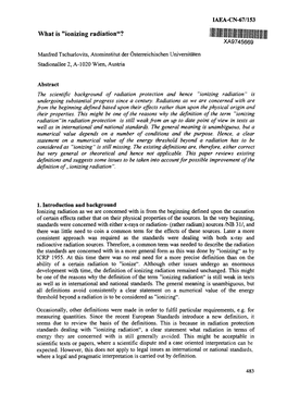 What Is "Ionizing Radiation"? XA9745669