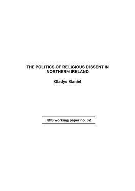 The Politics of Religious Dissent in Northern Ireland