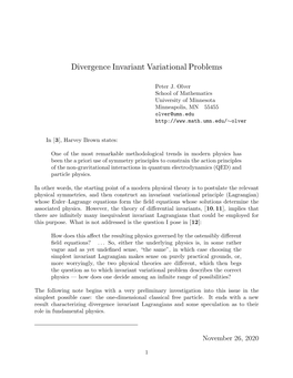 Divergence Invariant Variational Problems