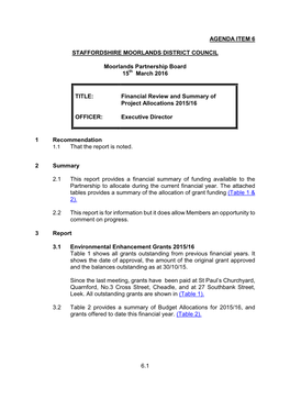 6.1 Agenda Item 6 Staffordshire Moorlands