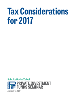 Tax Considerations for 2017