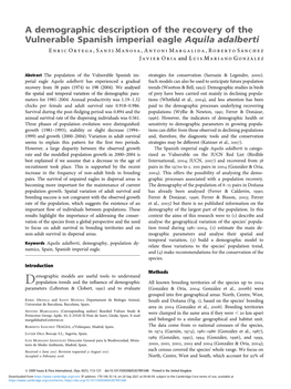 A Demographic Description of the Recovery of the Vulnerable Spanish Imperial Eagle Aquila Adalberti