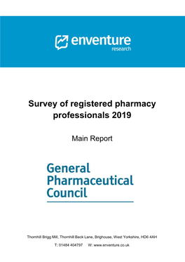 Survey of Registered Pharmacy Professionals 2019 – Main Report