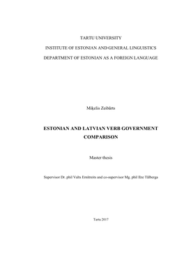 Estonian and Latvian Verb Government Comparison