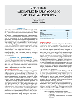 Paediatric Injury Scoring and Trauma Registry