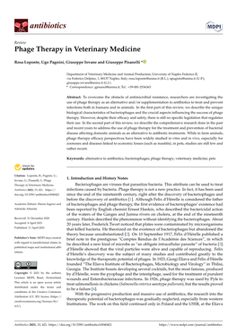 Phage Therapy in Veterinary Medicine