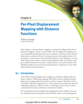 Per-Pixel Displacement Mapping with Distance Functions