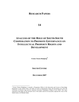Research Papers Analysis of the Role of South-South