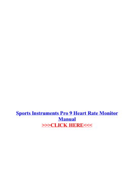 Sports Instruments Pro 9 Heart Rate Monitor Manual