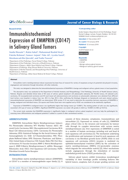 In Salivary Gland Tumors Copyright © 2018 Hussain Et Al