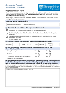 Shropshire Local Plan Representation Form