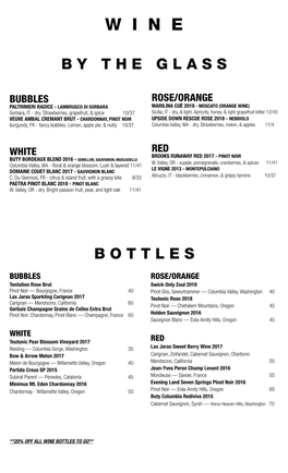 Fremont Wine & Booze Menu