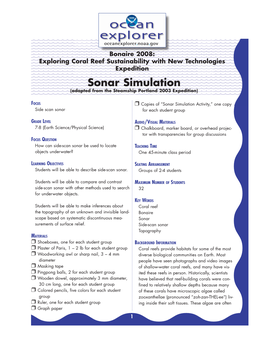 Sonar Simulation (Adapted from the Steamship Portland 2003 Expedition)