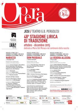 48 Stagione Lirica Di Tradizione