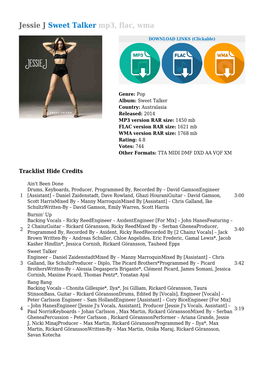 Jessie J Sweet Talker Mp3, Flac, Wma