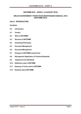 Welsh Government Trunk Road Maintenance Manual