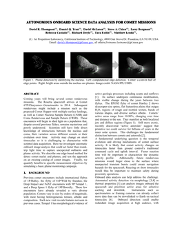 Autonomous Onboard Science Data Analysis for Comet Missions