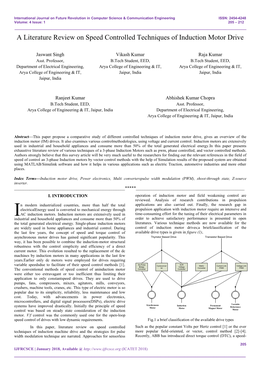 A Literature Review on Speed Controlled Techniques of Induction Motor Drive