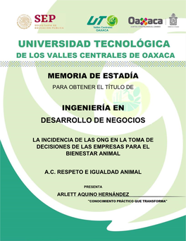 Memoria De Estadía Ingeniería En Desarrollo De Negocios