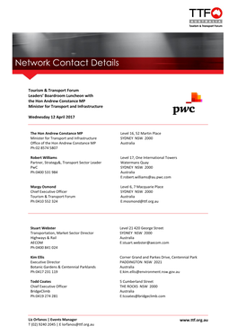 Network Contact Details