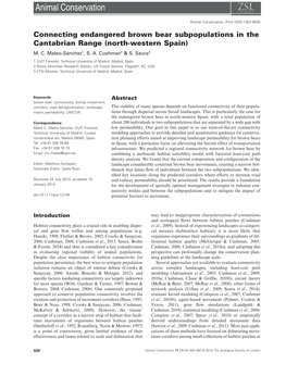 Connecting Endangered Brown Bear Subpopulations in the Cantabrian Range (North-Western Spain) M