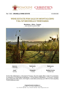 Brunello Wine Estate € 8.500.000