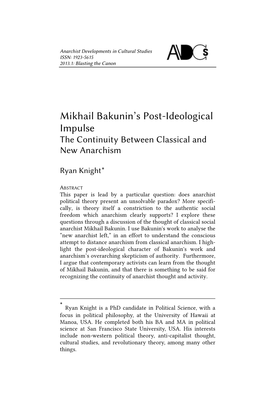 Mikhail Bakunin's Post-Ideological Impulse