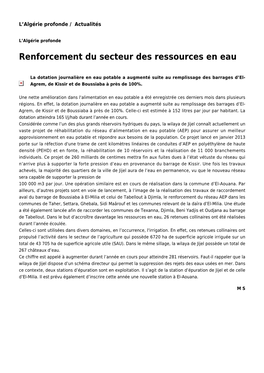 Renforcement Du Secteur Des Ressources En Eau