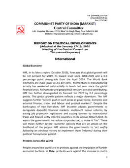 COMMUNIST PARTY of INDIA (MARXIST) Central Committee A.K