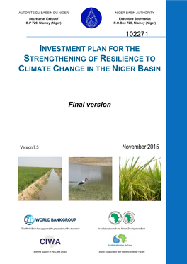 Investment Plan for the Strengthening of Resilience to Climate Change in the Niger Basin