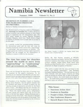 Namibia Newsletter Summer, 1988 Volume 11, No