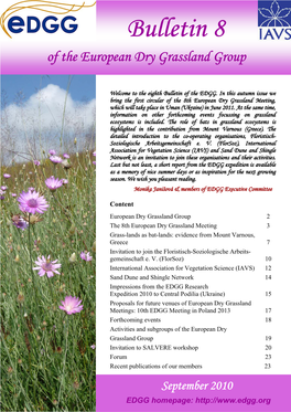 Bulletin 8 of the European Dry Grassland Group