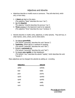 Adjectives and Adverbs