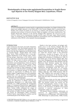 Biostratigraphy of Deep-Water Agglutinated Foraminifera in Scaglia Rossa- Type Deposits of the Pieniny Klippen Belt, Carpathians