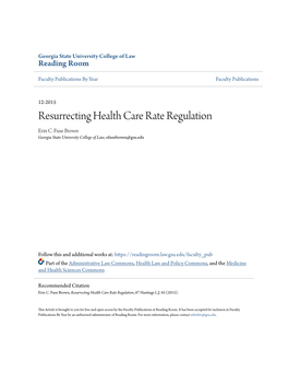 Resurrecting Health Care Rate Regulation Erin C