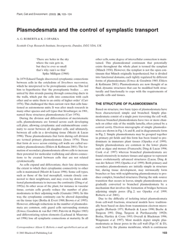 Plasmodesmata and the Control of Symplastic Transport