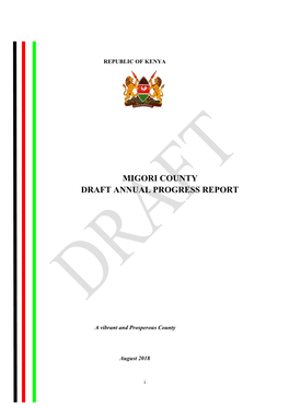 Migori County Draft Annual Progress Report