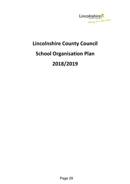 Lincolnshire County Council School Organisation Plan 2018/2019