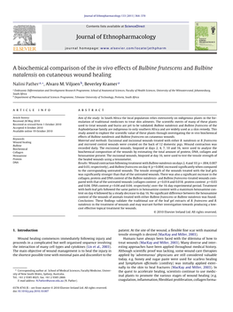 A Biochemical Comparison of the in Vivo Effects of Bulbine Frutescens and Bulbine Natalensis on Cutaneous Wound Healing