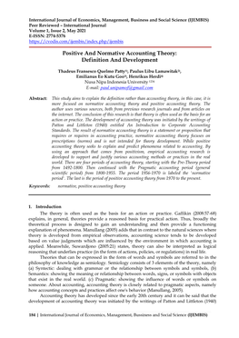 Positive and Normative Accounting Theory: Definition and Development